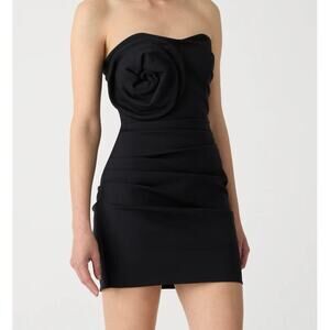 Misha Mercedes Flower Mini Black Dress M